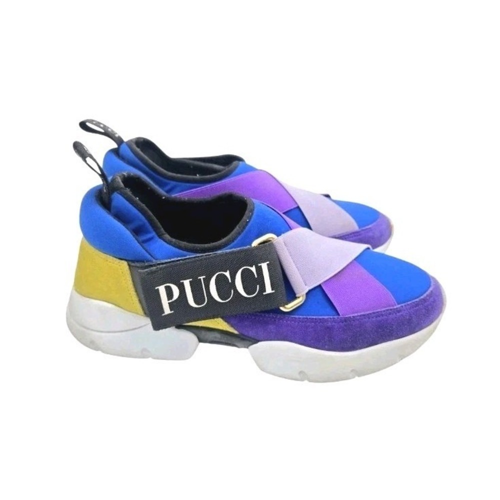 Emilio Pucci Sneakers Women's 39 US Size 8 Neoprene Color Block Purple Blue
